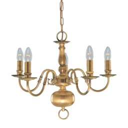 Ceiling Light Brass Flemish 5 Antique Searchlight 1019-5ab
