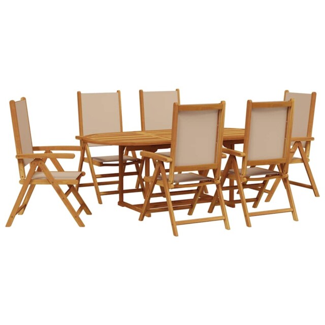 Garden Dining Set 7 Piece Outdoor Table And Chair Fabric And Solid