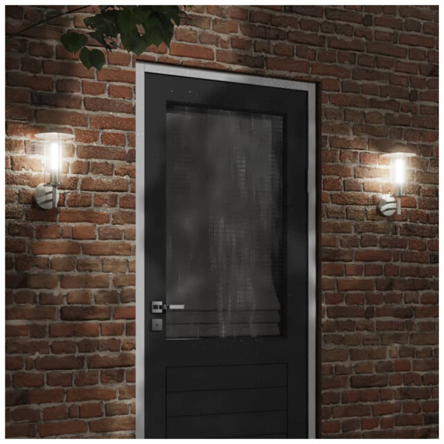 Outdoor Wall Light Stainless Steel Pc Diffuser Silver 17.5x17.5x33cm