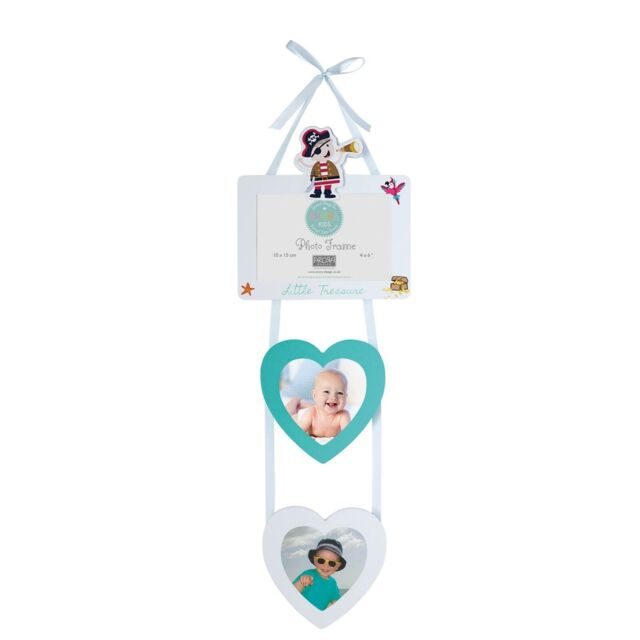 "Hanging Photo Frame 4 X 6"" Kids Pirate Hear Shaped Wall Picture"
