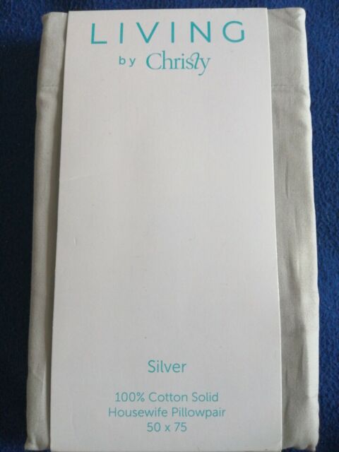 Living By Christy Housewife Pillowpair 100%cotton Silver 50x75cm 180tc