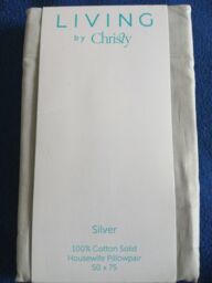 Living By Christy Housewife Pillowpair 100%cotton Silver 50x75cm 180tc