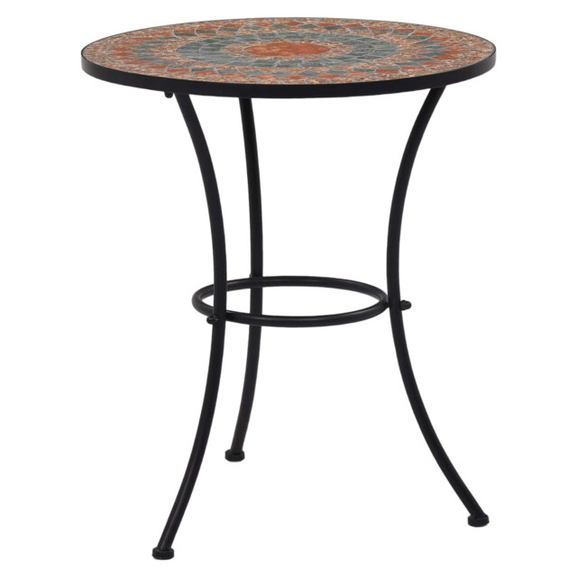 Mosaic Bistro Table Orange/grey 60cm Ceramic Top Powder-coated Iron
