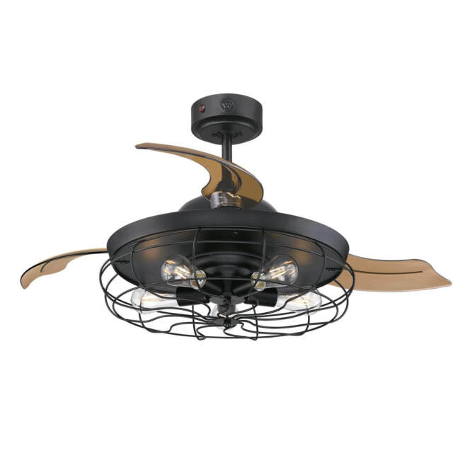 Retractable Blade Ceiling Fan With Remote Indoor Fan Light Dunlin 105