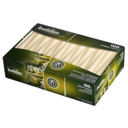 Bolsius Tapered Candles Ivory 100 Pack 10 Inch Dinner Candle 7h Burn