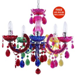 Litecraft Marie Therese Chandelier Crystal Effect Multicolour 5 Arm &