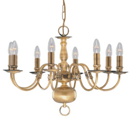 Ceiling Light Brass Flemish 8 Antique Searchlight 1019-8ab