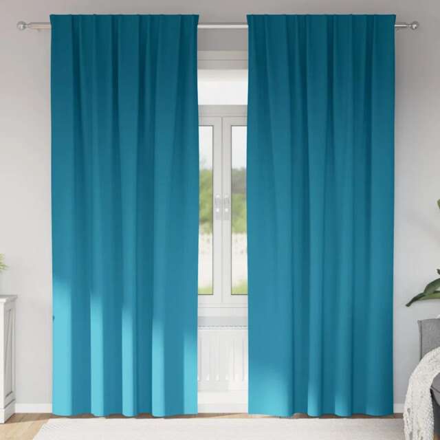 Curtains With Curtains 2 Pcs Turquoise Polyester Vidaxl