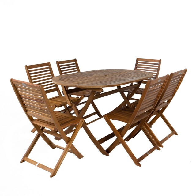 Charles Bentley Fsc® 100% Acacia Wooden Furniture Patio Table & 6