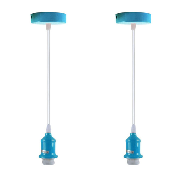 Pendant Light Blue Metal/pvc 104cm H X10cm W E27 2-pack Industrial