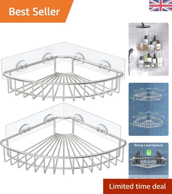 2-pack Silver Corner Shower Caddies With Strong Adhesive - Bathroom