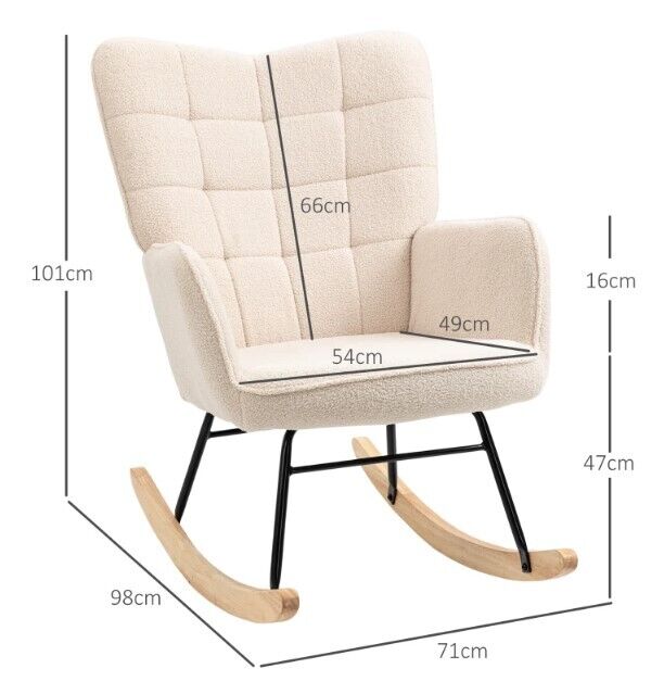 Berber Fleece Nursery Glider Rocker For Nursing Wingback Rocking Chair