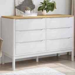 Chest Of Drawers Floro White Solid Wood Pine Vidaxl