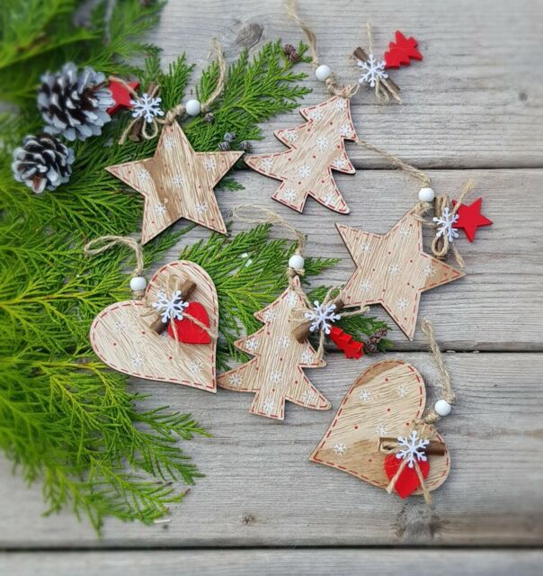 Gisela Graham Scandi 6 Natural Wooden Traditional Nordic Christmas