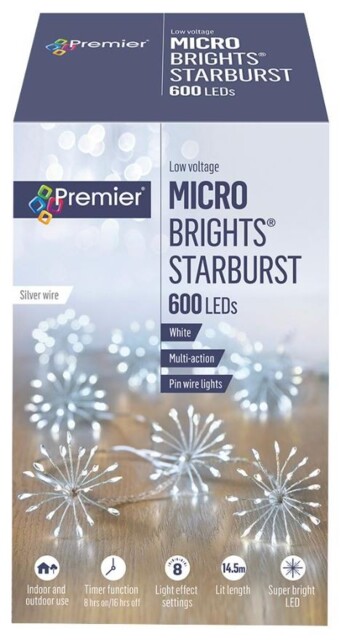 Raraion - 600 Led Micro Starburst Light With Silver Wire,