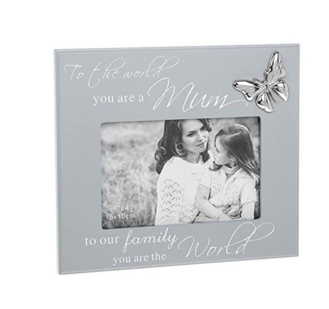 Mum Grey Script Photo Frame