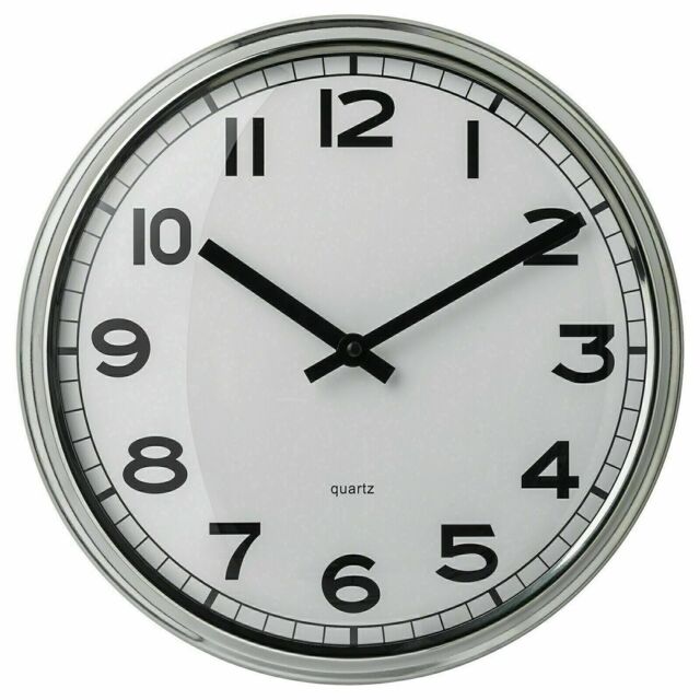 Ikea Pugg Stainless Steel Wall Clock Silent Quartz Movement Analogue