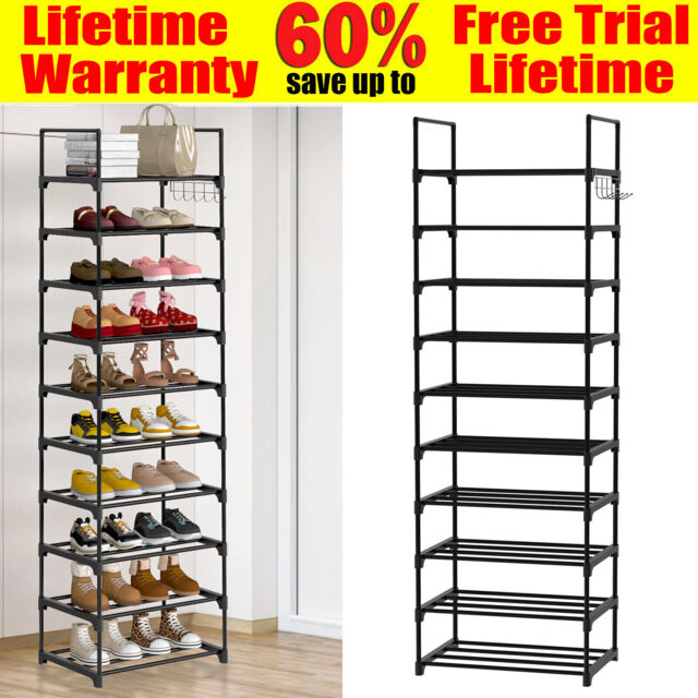 10 Tier Shoe Rack Tall Shoe Rack Sturdy Metal Footwear Storage