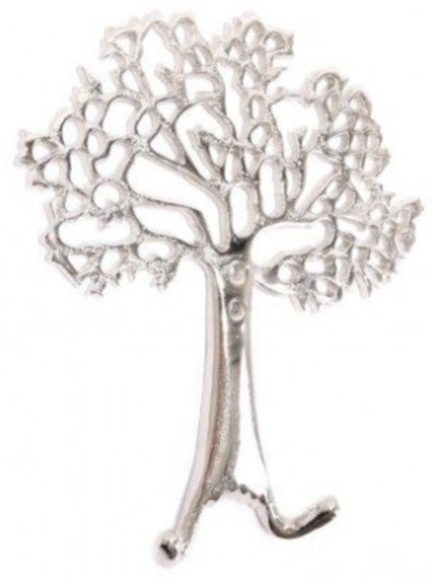 Sil Tree Of Life Coat Hook Silver Textured Double Hook Or1473