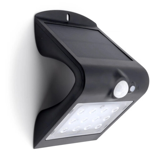 Outdoor Light Black True Solar Wall 4000k Pir Ip65 1.5w 220lm Integral