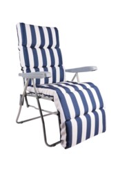 Folding Garden Chair With Armrests - Blue/white Still In Box