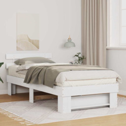 Bed Frame White Solid Pine 75x190cm Slatted Platform Headboard
