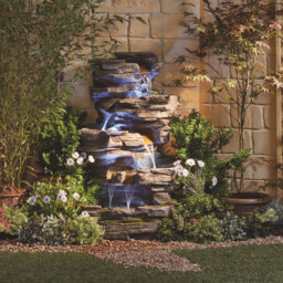 Cascading Rock Pool Water Feature Led Garden Waterfall Fountain