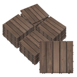 Deck Tiles Black Fir Wood 30x30x2.5cm Interlocking Outdoor Diy Floor