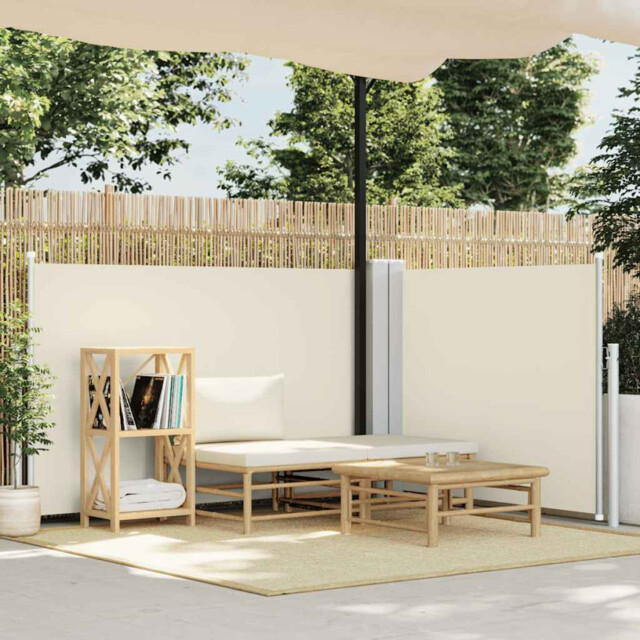 Retractable Side Awning Cream 100x600cm Polyester Pu Coated Outdoor W/