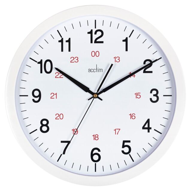 "Acctim Metro 14"" Wall Clock Quartz 12/24 Hour Dial Easy Read Numbers"
