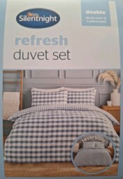 Silentnight Refresh Double Duvet Set Reversible Blue Check