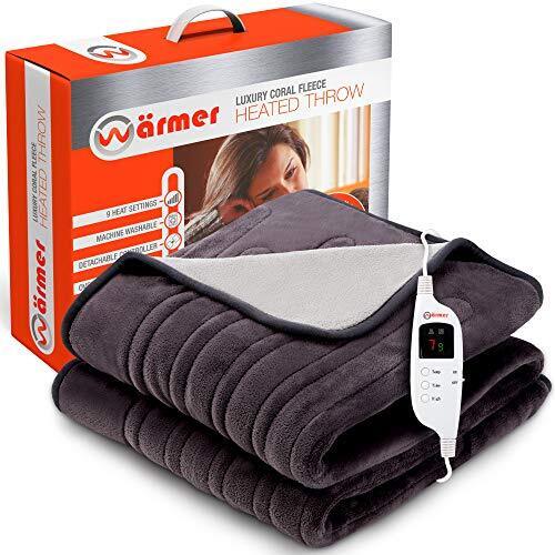 Heated Throw Electric Blanket Digital Controller Timer, Heat