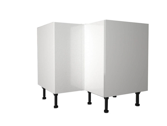 Homebase High Gloss Slab White 935mm Corner Base Unit Kitchen Cabinet
