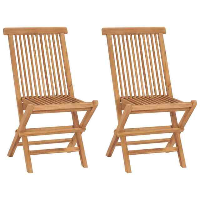Folding Garden Chairs 2 Pcs Solid Teak Wood Vidaxl