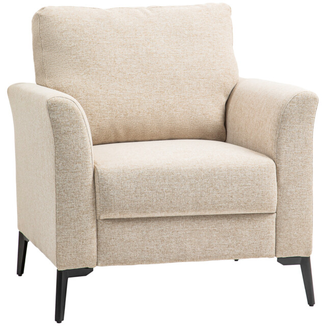Accent Chair Beige Linen-feel Fabric High-density Foam 82x82x89cm