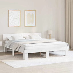 Bed Frame With Headboard White 200 X 200 Cm Solid Pine Wood Vidaxl