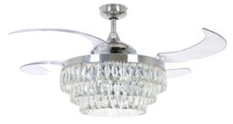Retractable Blade Ceiling Fan Light With Remote Fanaway Veil Chrome
