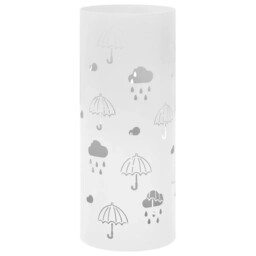Umbrella Stand White Powder-coated Steel 20x48.5cm Removable Drip Tray