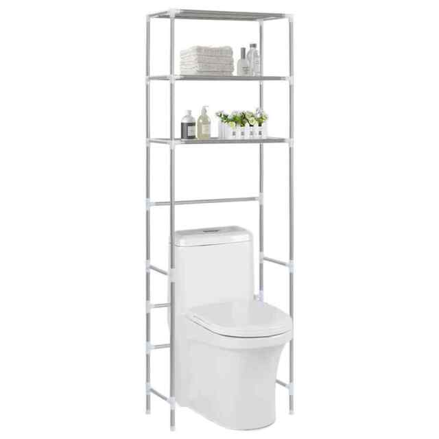 3-tier Storage Rack Over Toilet Silver 53x28x169 Cm Vidaxl