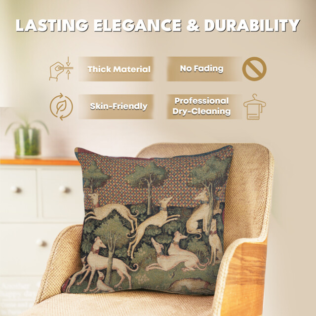 Medieval Dogs European Cushion Cover Belgian Tapestry Home Decor