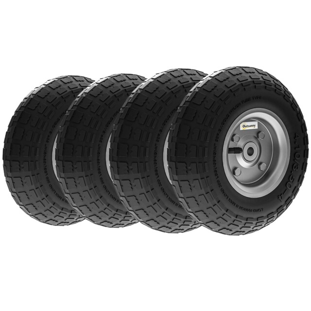 Pneumatic Wheel Set 25.5cm X 7.5w Rubber & Metal 16mm Bore 80kg