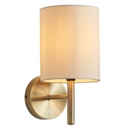 Wall Light Brass Brio Finished In Antique And Cream Faux Silk Fabric