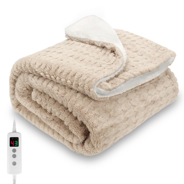 Proaller Heated Blanket, Electric Heated Throw 160x130cm Beige, 10