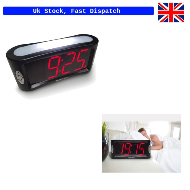 Mains Powered Led Alarm Clock With Snooze, Dimmable Brightness, And
