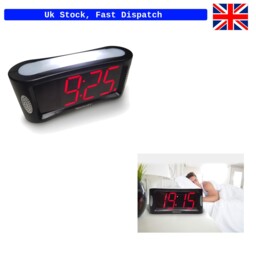 Mains Powered Led Alarm Clock With Snooze, Dimmable Brightness, And