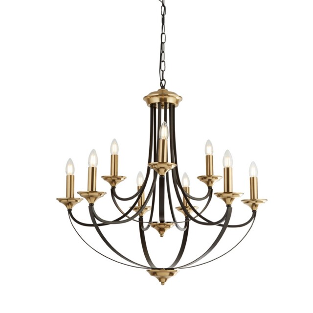 Pendant 9 Light Chandelier Dark Bronze Brown Ceiling Light E14