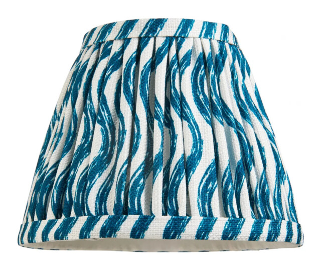 "Lampshade Blue 6"" Tapered Ripple Premium Fabric 160mm Endon 111300"