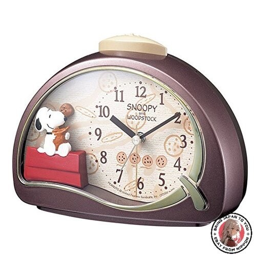Rhythm Clock Snoopy Alarm Clock Character Clock R506 Brown 4se506mj09