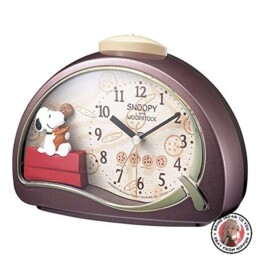 Rhythm Clock Snoopy Alarm Clock Character Clock R506 Brown 4se506mj09