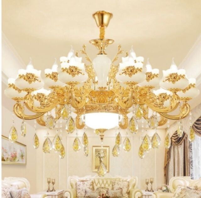 Large 24 Light Chandelier White Unique glam Vintage Chandelier Carved